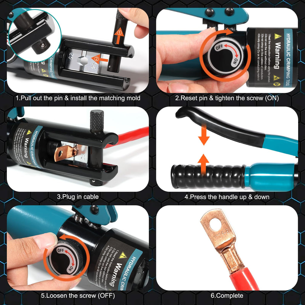 Brileine 10 Tons Hydraulic Crimping Tool & Cable Cutter with 9 Dies, Hydraulic Crimper for 1/16" 1/8" 3/16" Stainless Steel Cable Railing Hardware Kit, Wire Rope Swaging Tool