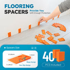 NAACOO Laminate/Vinyl Flooring Tools, Tapping Block for Vinyl Plank Flooring-Double Sided with Notches,10In Contour Gauge, Pull Bar, 40Pcs Floor Spacers,Rubber Mallet. Universal Floor Installation kit