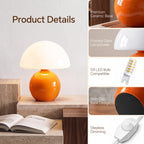 Dawnwake Mushroom Lamp Table Lamp for Bedroom,Desk Bedside Small Lamps for Living Room Night Stands,Mushroom Decor Cute Mini Modern Mid Century Lamps,Unique Aesthetic Home Living Room Decor(Orange)