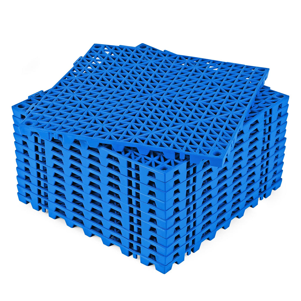 ToLanbbt Modular Interlocking Cushion 12P 11.8" x 11.8" Interlocking Rubber Floor Drain Holes Non-Slip Splicing Drainage Mats for Deck, Shower, Kitchen, Drain Pool, Sauna Bath, Indoor Outdoor (Blue)