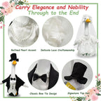 2 Sets Porch Goose Wedding Outfit, Bride & Groom Costumes for 23" Goose