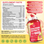 (2 Pack) Sugar Free Calcium Citrate Gummies 1200 mg with Vitamin d3, K2, Magnesium, Zinc for Bone, Muscle & Immune Support, High Absorption Calcium Supplement for Women, Raspberry Flavor, 60 Chews