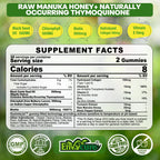 Black Seed Oil Gummies & Chlorophyll, Biotin 500mcg with Hydrolyzed Collagen, Raw Manuka Honey, Organic Cold Pressed - Ultimate Absorption for Skin, Hair & Nails, Digestive, Overall Health, 1 Pack