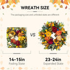 Pinkpuii 24 Inch Harvest Fall Wreaths for Front Door Outside,Porch,Entryway