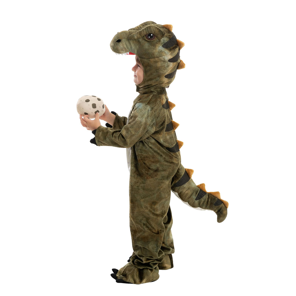 Spooktacular Creations Halloween Realistic T.rex Costume Outfit Dinosaur Jumpsuit with Egg for Kids Toddler Dress-up Party