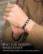RTZN® Hematite Bracelet for Men – Premium Artisan Handcrafted Authentic Hematite Stone Bracelet – Adjustable 8mm Mens Hematite Bracelet for Strength, Confidence & Focus (Havana)