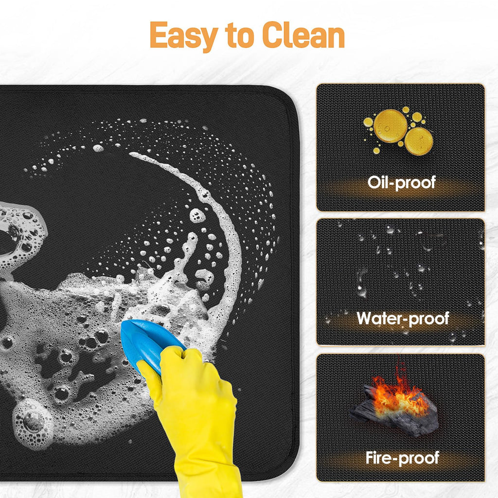 Amerbro Heat Resistant Mats for Countertop - Firproof 16x24 in Heat Resistant Mats for Air Fryer - Kitchen Countertop Protector for Air Fryer, Coffee Maker, Stand Mixer, Toaster, Oven 2PCS - Black