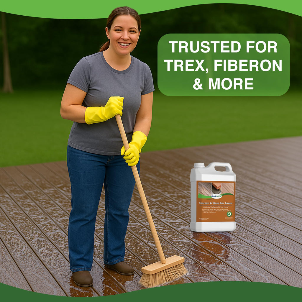DeckMax Premium Deck Cleaner Kit | Deck Cleaner and Mildew Remover | Cleans up to 1,500 Sq. Ft. | Safe for Trex, Timbertech & Wood Decking | Powerful & Eco-Friendly Deck's Cleaning Solution