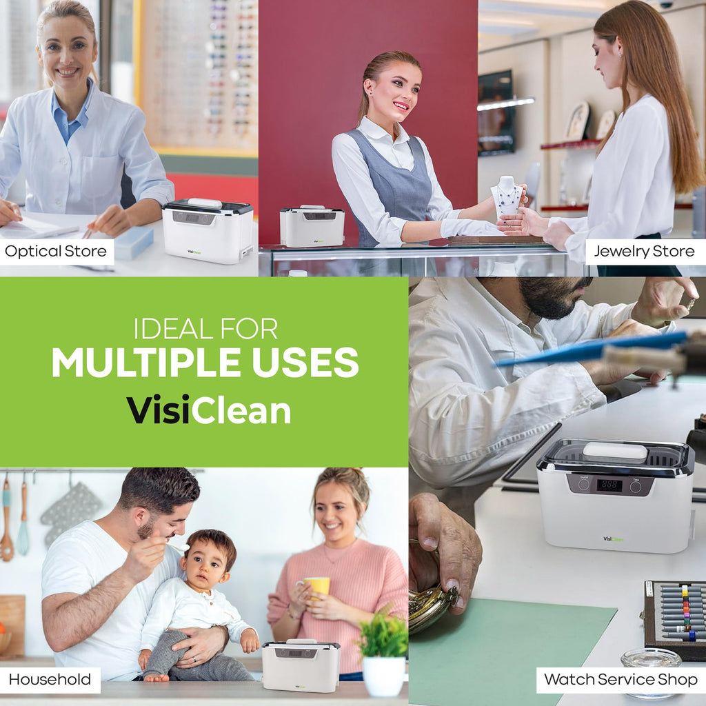 Ultrasonic Cleaner, Professional Ultrasonic Jewelry Cleaner for Diamond Ring, Silver, Gold, Earrings, Necklaces, Glasses, Denture, Retainer, Cpap, Coins, Mouthguard, Razors - VisiClean