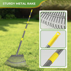 2 Pack Garden Rake for Leaves: 18" Wide Heavy Duty Rakes for Lawns with 72 Gallon Leaf Bags and Scoops, Metal Leaf Rake Set with73 Adjustable Long Handle 25 Tines for Yard, Garden, Lawn