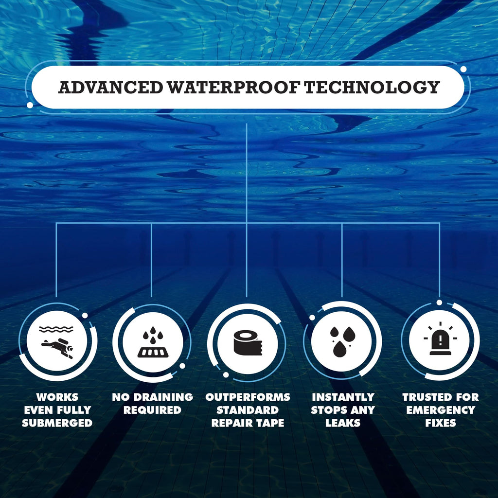 Burro Adhesives Waterproof Clear Pool Tape 4" x 10' - Heavy Duty PVC Vinyl Pool Repair for Underwater & Dry Applications, Commercial & Residential Pools, Instantly Seals Leaks