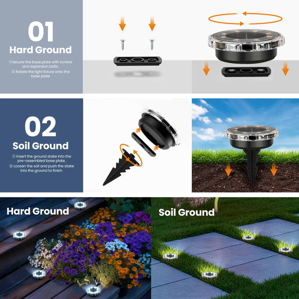 SOLPEX Solar Ground Lights 20 Pack, Solar Pathway Lights Outdoor Waterproof, Landscape Lighting for Garden, Walkway, Driveway, Yard, Deck, Patio, Swimming Pool (Cool White)