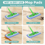 Reusable Mop Pads Compatible with Swiffer Sweeper Mop, Microfiber Dry Sweeping Cloths & Machine Washable Wet Pads Refill for Use on All Sealed Floors - Stone, Hardwood, Laminate & Tile (10 Blue)