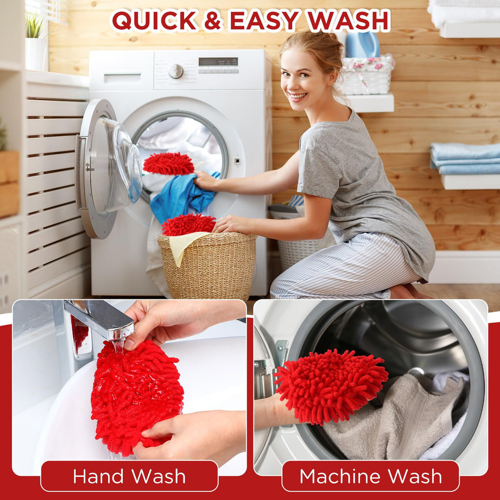 Baderke 6 Pack Chenille Mop Heads Replacements Compatible with 1 Tank System Chenille Duster Replacement Heads Microfiber Spin Mop Refill Pads Reusable Dust Refills for Floor Cleaning (Red)