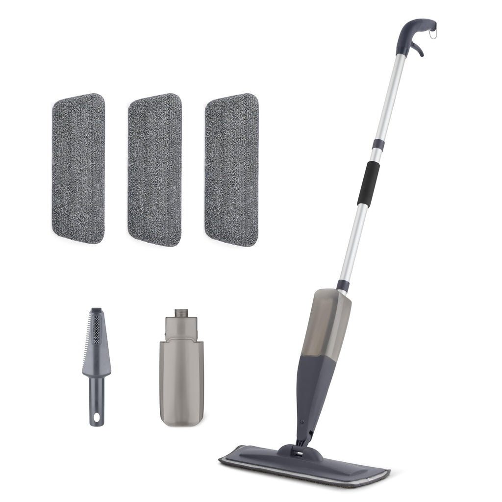 Amazon Basics Dry and Wet Floor Spray Mop, 360-Degree Swivel Spray Mop for Hardwood Tile Laminate Floor Cleaning with 16.9 oz Refillable Tank, 49-inch, 3-Pack Washable Pads
