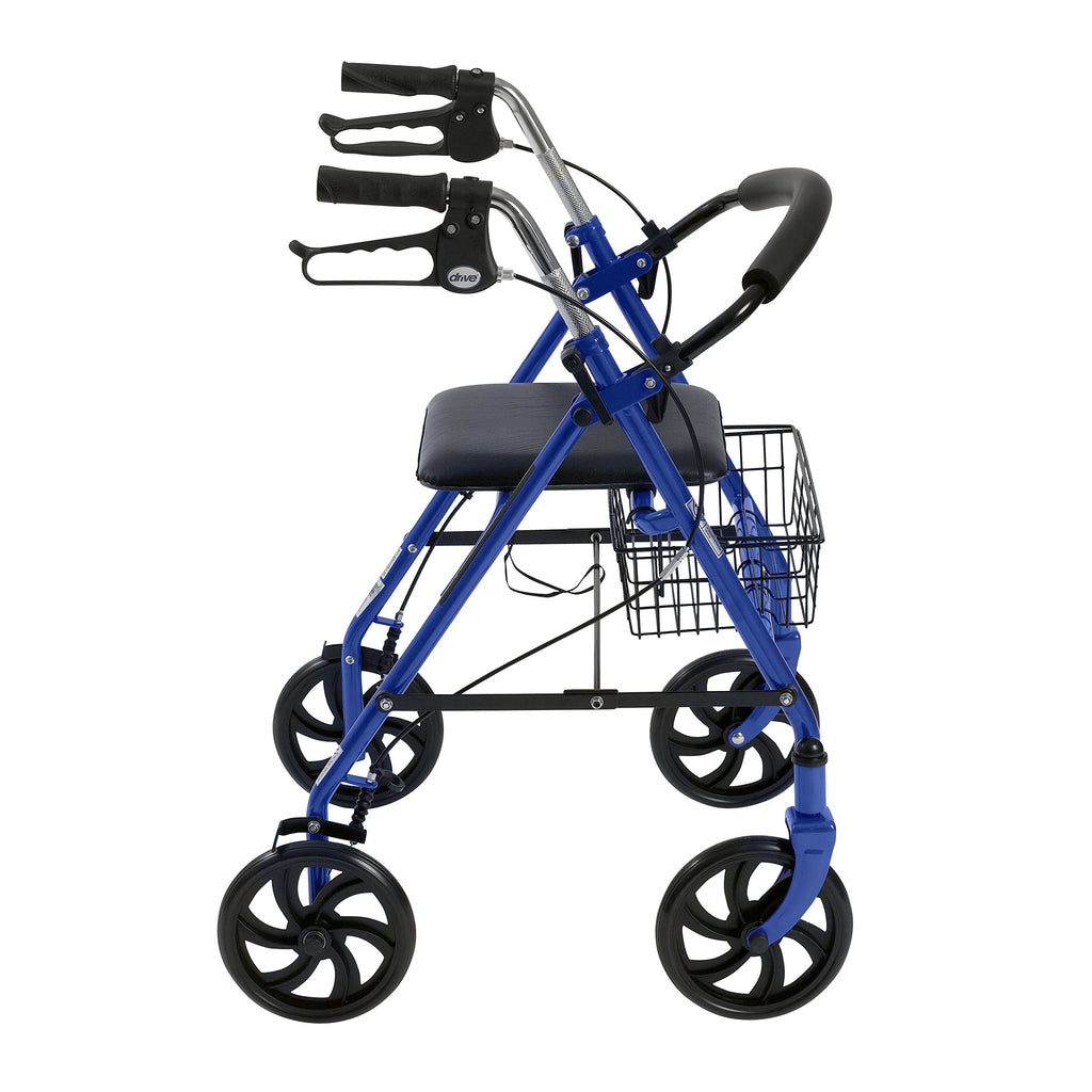 Drive Medical Rollator Walker with Seat, 7.5 Inch Wheels, Blue