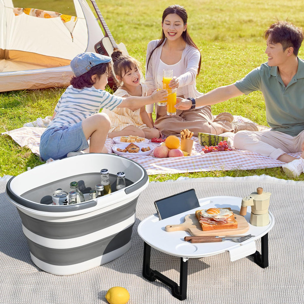 Zonopy Collapsible Bucket, Upgraded 16L (4.2 Gallon) Collapsible Mop Bucket with Multi-Functional Lid, Foldable Portable Camping Beach Sand Water Pot Pail Space Saving Square, Car Washing Bucket