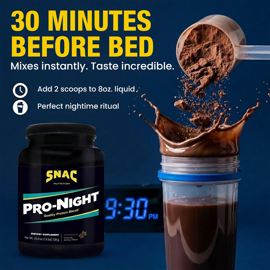 SNAC Pro-Night Protein Powder Blend - Flavored Protein, Chocolate, 1.6 lbs