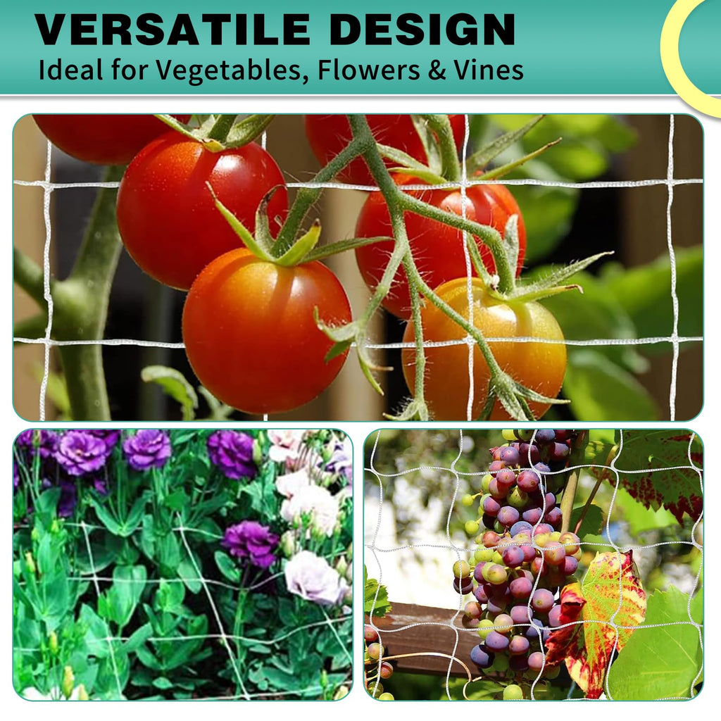 DOLEMODUO 7X 60 Ft Nylon Trellis Netting, 6×6 Heavy Duty Trellis Mesh Garden Netting for Climbing Plants, Use for Tomatoes, Cucumbers, Peas, Grape Racks