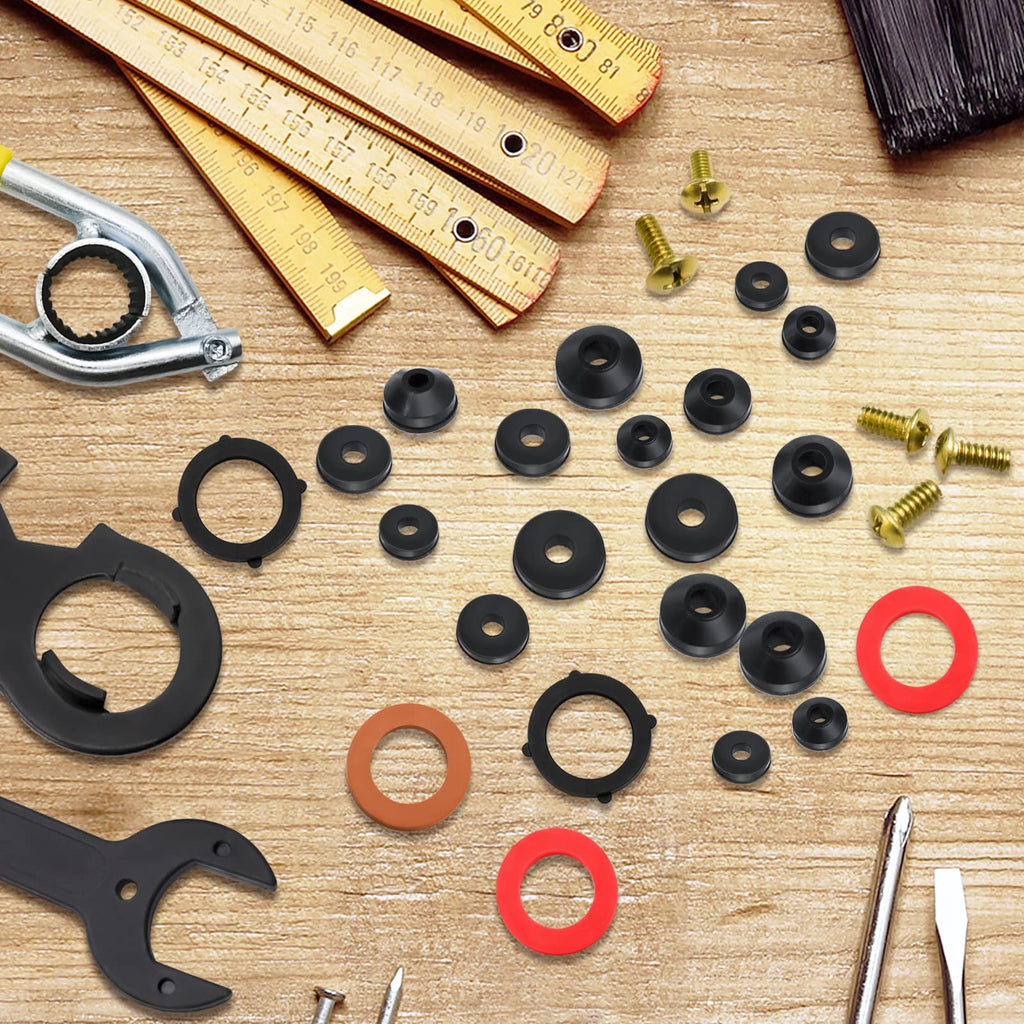 XBVV 32 Size 258 PC Faucet and Plumbing Rubber Washers Assortment Kit for Assorted Garden Hose Valve Spigot Adapter Splitter Outdoor Faucet Bibb Shower Hose Gasket Repair