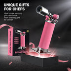 RAVS Butane Torch, Kitchen Torch Lighter for Creme Brulee with Adjustable Flame, Cooking Torch for Baking, BBQ, Desserts, Metal Mini Torch with Safety Buckle, Pink (Butane Not Included)