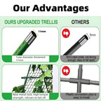 Garvee Outdoor Plant Support Trellis, 4 ft x 4 ft Metal A-Frame with Netting for Tomatoes Cucumbers Peas Beans Grapes, Climbing Vegetable Garden Trellis for Raised Beds, Green
