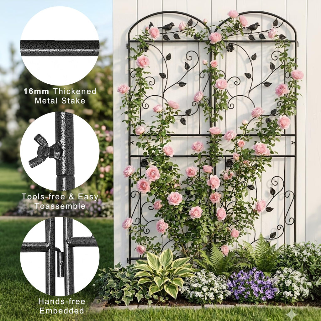4 Pack Garden Trellis for Climbing Plants, 71 x 20 inch Rustproof Heavy Duty Metal Trellis for Climbing Rose Vine Clematis, Perfect for Premium Patio Decor & Luxury Outdoor Garden Design, Silver Gray