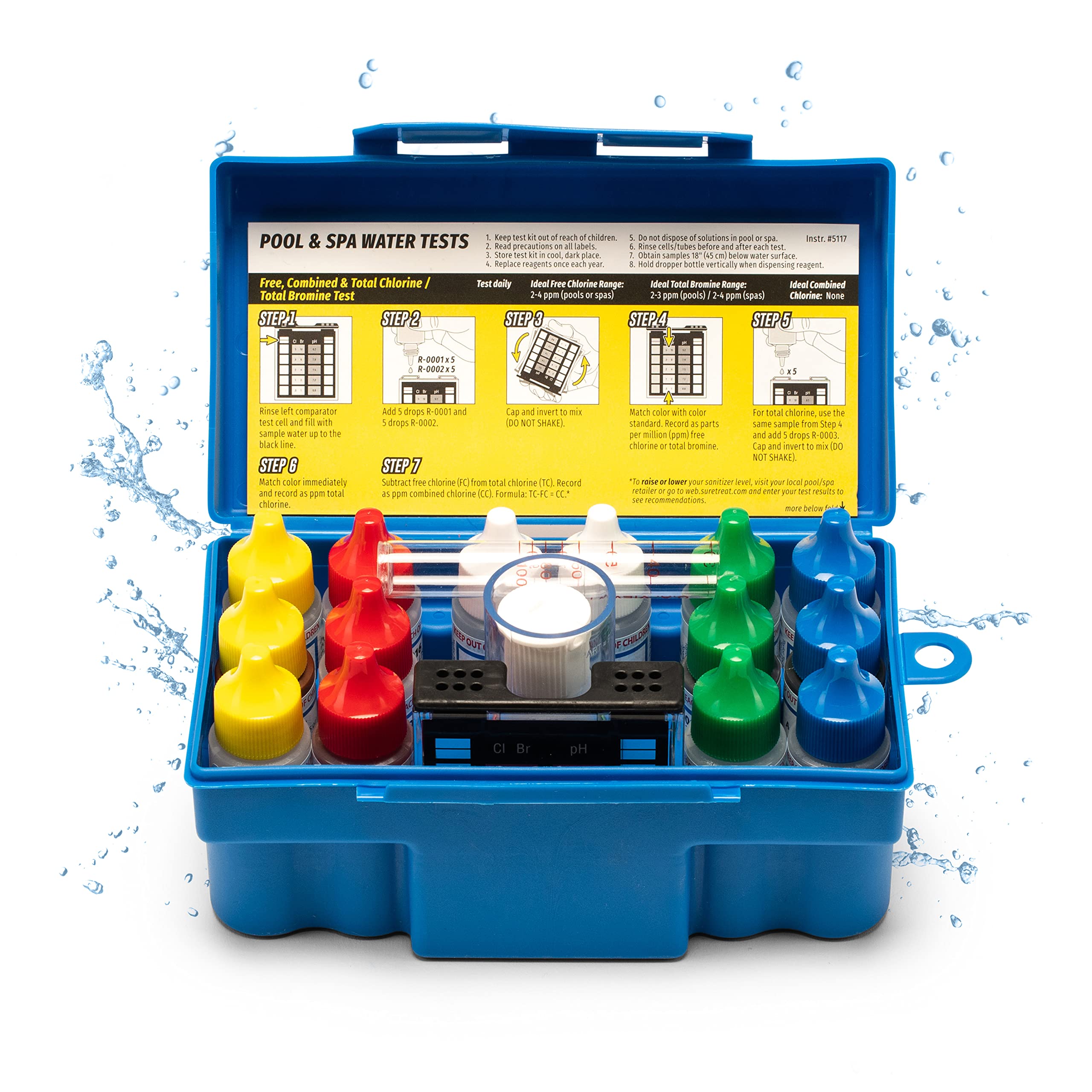 Taylor K-1005 DPD, 9-in-1 Pool Test Kit for Free & Total Chlorine, Bromine, pH, Base Demand, Alkalinity, Calcium Hardness, Cyanuric Acid | Made in The USA, 1 Count