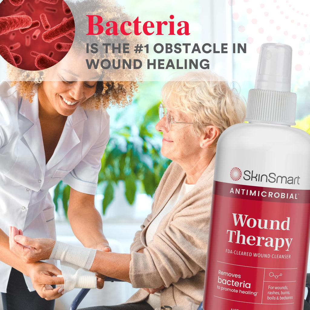 SkinSmart Antimicrobial Wound Therapy, Hypochlorous Acid Safely Removes Bacteria so Wounds Can Heal, 2 Ounce Clear Spray (Pack of 3)