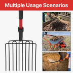 COSITA Pitch Fork for Garden, Wide Pitchfork with 10 Metal Tines, Heavy Duty Garden Fork with Fiberglass Handle 44-Inches, Chicken Coop Pitchforks for Manure, Mulching, Composting, Red