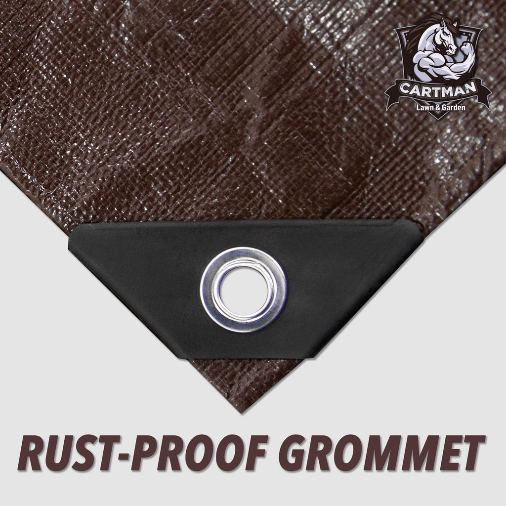 CARTMAN Finished Size 12x24 Feet Extra Thick 20 Mil Brown Ultra Heavy Duty Poly Tarp, Multipurpose Protective Cover, UV Resistant, Waterproof Poly Tarpaulin with Reinforced Edges