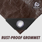 CARTMAN Finished Size 12x24 Feet Extra Thick 20 Mil Brown Ultra Heavy Duty Poly Tarp, Multipurpose Protective Cover, UV Resistant, Waterproof Poly Tarpaulin with Reinforced Edges