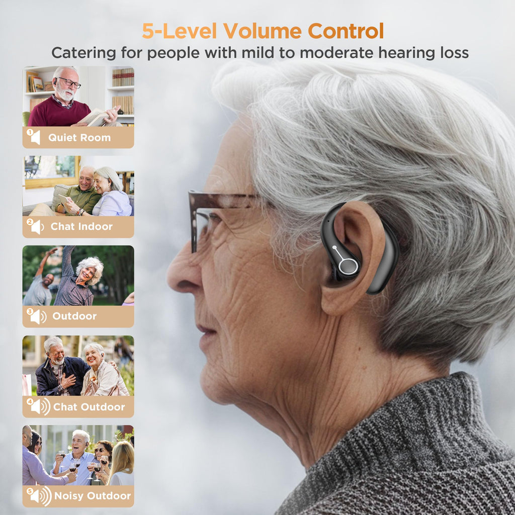 Hearing Aids, Hearing Aids for Seniors with Bluetooth, FSA&HSA Eligible, Rechargeable Hearing Aid with APP for People with Hearing Loss, 5 Levels of Volume Automatic Noise Cancellation, Clear Sound and Easy to Use