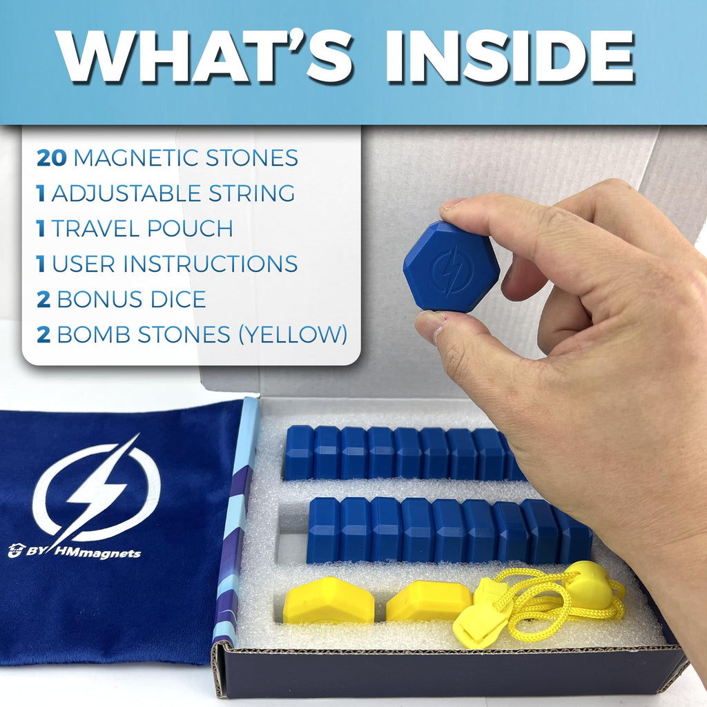 Upgraded (Multi-Level) Magnet Chess Game with String & Stones - Super Fun Magnetic Game for Kids & Adults | Premium Set with 22 Larger & Stronger Stones (1.45"×1.35" Enclosed Magnets) & Travel Pouch