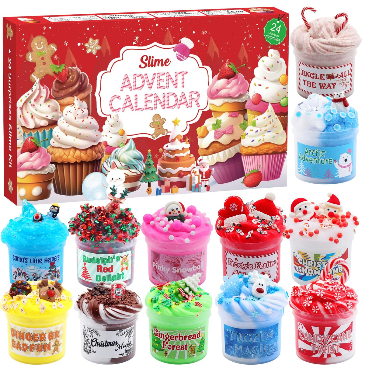 Funewest Slime Advent Calendar 2026 for Kids 24Day Christmas Countdown Kit