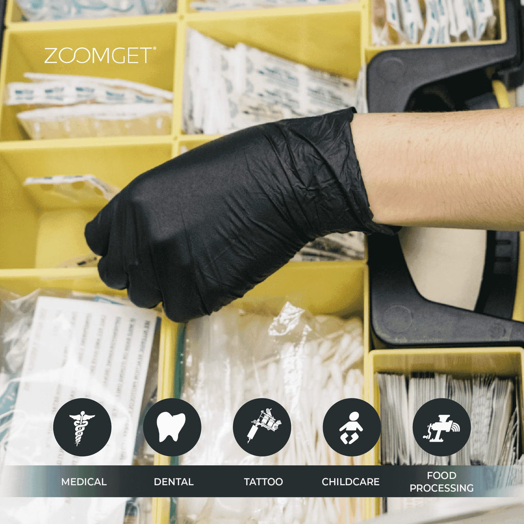AMMEX Black 3 mil Nitrile Disposable Gloves Latex Free Medium Case of 1000