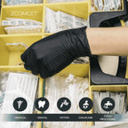 AMMEX Black 3 mil Nitrile Disposable Gloves Latex Free Medium Case of 1000