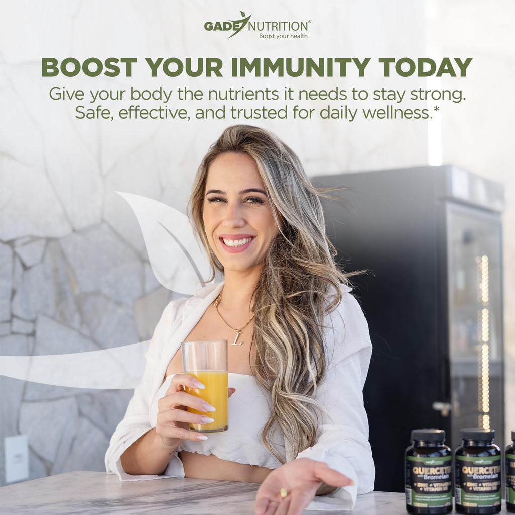 Gade Nutrition Quercetin with Bromelain Vitamin C and Zinc Vitamin D3 | Immune Support Supplement in Capsules | Non-GMO, Gluten-Free, Vegan | Made in The USA | 2 Month Supply