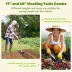 60" Weed Puller Tool with Long Handle and 17" Weeding Tools Gardening Set
