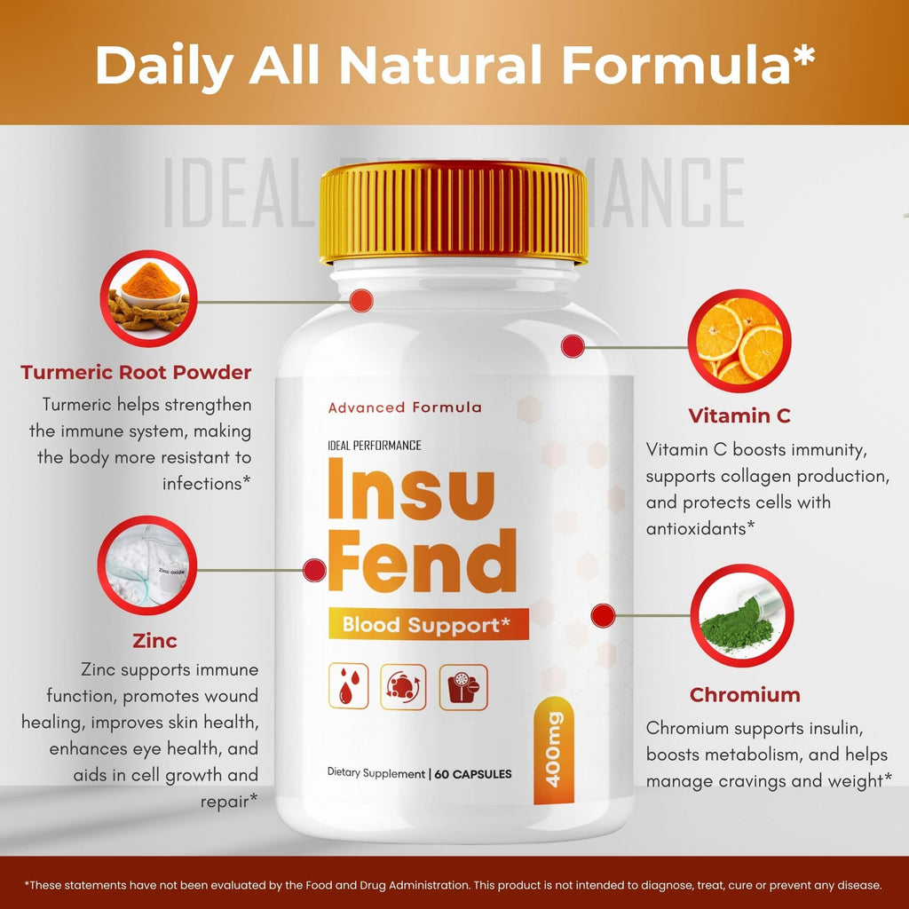 Insufend Blood Support Capsules, Insufend Advanced Blood Formula Supplement Pills - Maximum Strength, All Natural Support for Healthy Circulation & Stable Levels, Insu Fend Reviews (60 Capsules)