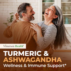 Ashwagandha Organic Turmeric Curcumin Supplement with Ginger Root & Black Pepper – Joint Health, Energy & Immune Support – Antioxidant Blend with 95% Curcuminoids – 2 Pack