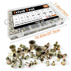 Trivd Frol Rivet Nut Tool Kit, 830pcs SAE/Metric Rivet Nut Assortment Kit #6-32, #8-32, #10-24, 1/4-20, 5/16-18, 3/8-16, 1/2-13, w Galvanized Carbon Steel Flat Head Threaded Insert Nuts (SAE - 830pcs)