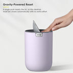 EKO Fandy 0.4 Gal/1.5L Mini Tabletop Trash Bin with Swing-Lid, Desktop Trash Can for Bathroom Countertop, Vanity, Coffee or Office, Small Garbage Bin (Lavender)