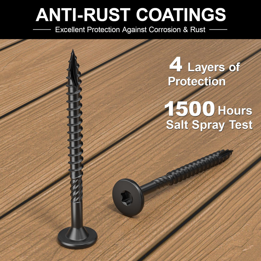 FMhotu Heavy-Duty Outdoor Deck Screws, 300Pcs Star Drive Decking Wood Screws, Rust Resistant Timber Screws for Timber/Log/Landscaping Wood（#14 x 2-7/8",4-1/2"）
