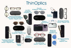 ThinOptics Keychain Case and Readers Rectangular Reading Glasses, Black, 44 mm + 1.5