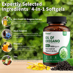 PWERD 300 Softgels Wild Oregano Oil Capsules Organic Pills of Oregano Softgels Capsules Organic with Black Seed Oil