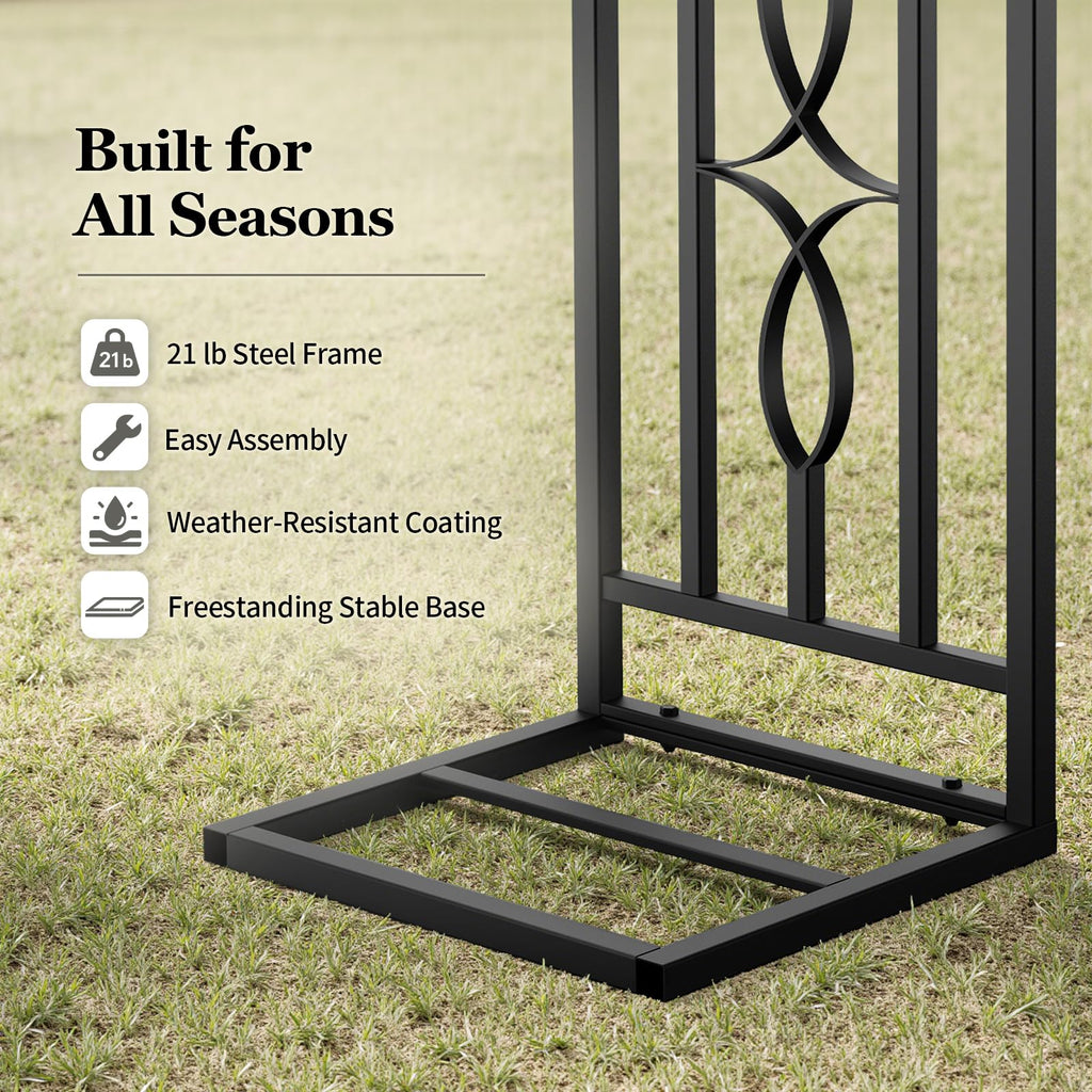 Metal Garden Arch, Heavy Duty Garden Trellis for Climbing Plants, with Enlarged Base for Stability, Ideal for Wedding Arches & Party Decorations, 87" W x 87" H