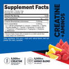 Nutricost Creatine + Aminos 30 Servings (Fruit Punch Flavored) - 5,000mg Creatine Monohydrate + 5000mg Amino BCAA Blend Per Serving