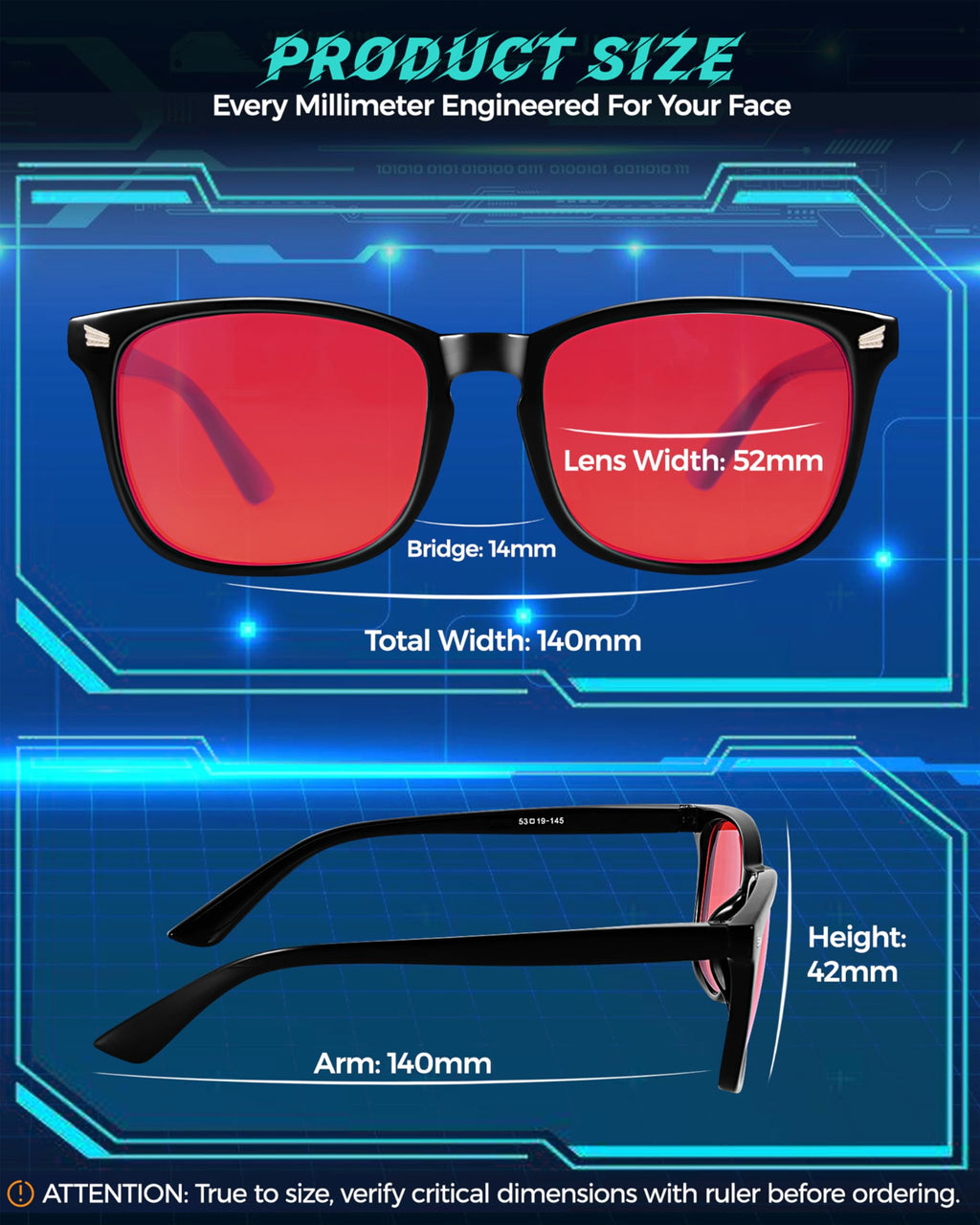 Vbewo 2 Packs Professional Sleep Glasses with 99.9% Blue Light Blocking Dual AR Coatings Lens ((02)-black+black, Red Lens(Max Protect))