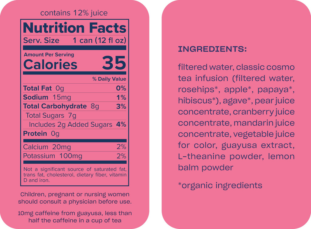 Recess Zero Proof Craft Mocktails, Alcohol Free Drinks, With Adaptogens, Non-Alcoholic Beverage Replacement, Mixer, Celebration, Party, (Classic Cosmo, 12oz, Pack of 12)